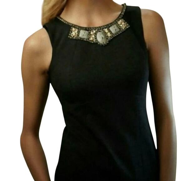 CAbi The Glitz Charcoal Gray Jeweled Neckline Sleeveless Shell Top Size 14 - Picture 1 of 11